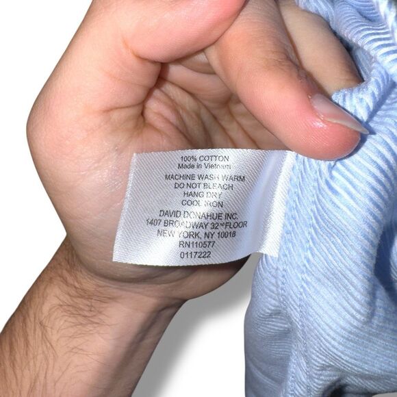 Blue David Donahue Trim Fit Dress Shirt Size M 16 32/33 - Picture 7 of 8